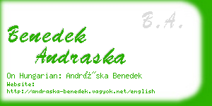 benedek andraska business card